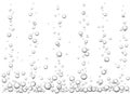 Vector white background with fizzing air bubbles going up in the water. Fizzy sparkles in aquarium. Royalty Free Stock Photo